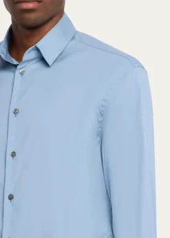 Giorgio ArmaniMen's Cotton-Blend Poplin Button-Front Shirt