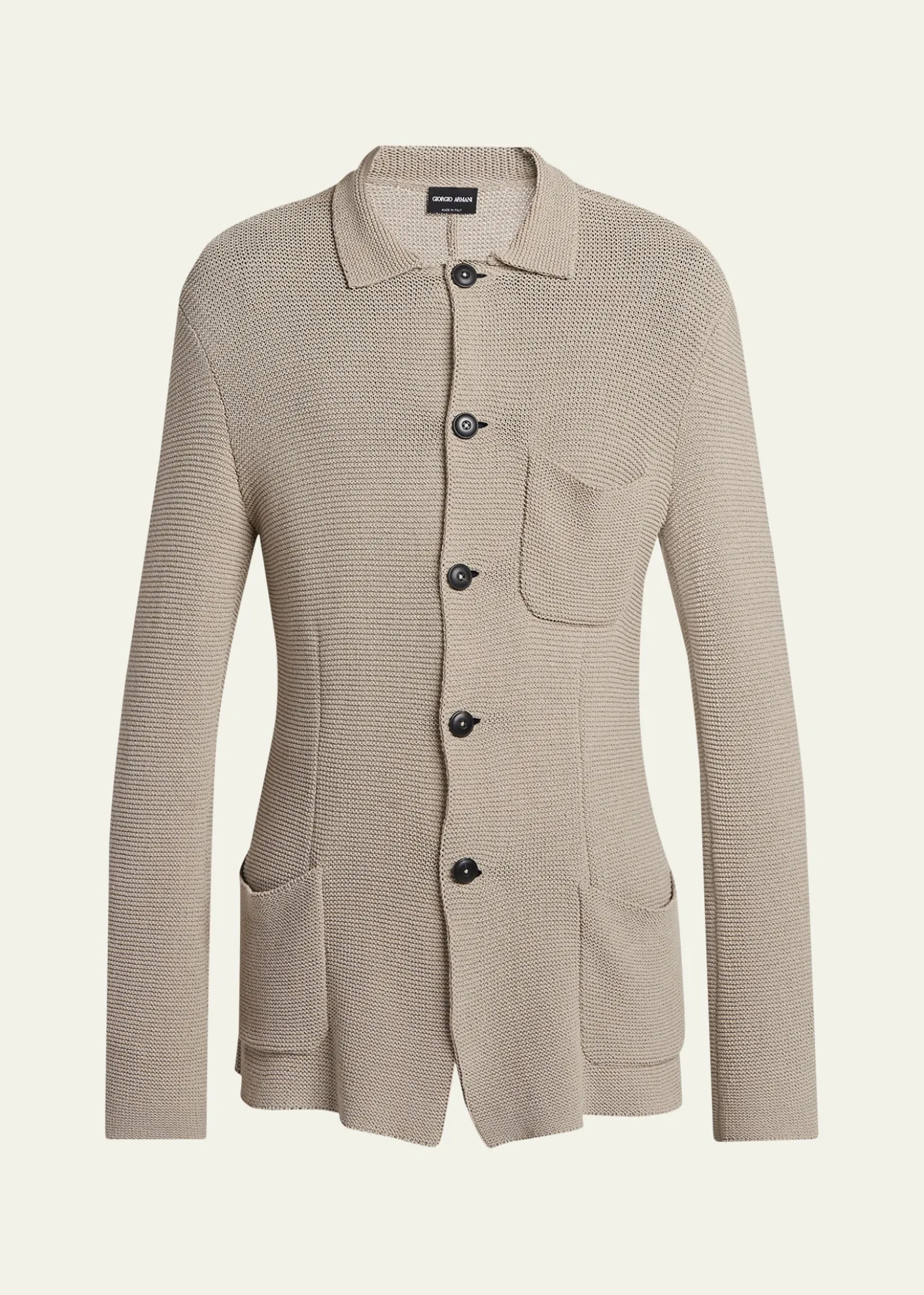 Giorgio ArmaniMen's Cotton-Blend Knit Patch Pocket Knit Blazer
