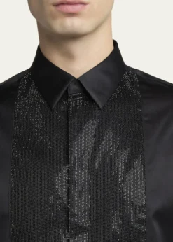 Giorgio ArmaniMen's Crystal Bib Front Cotton Dress Shirt