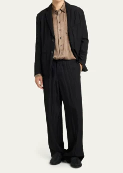 Giorgio ArmaniMen's Dyed Satin Oversized Button-Down Shirt with Pocket