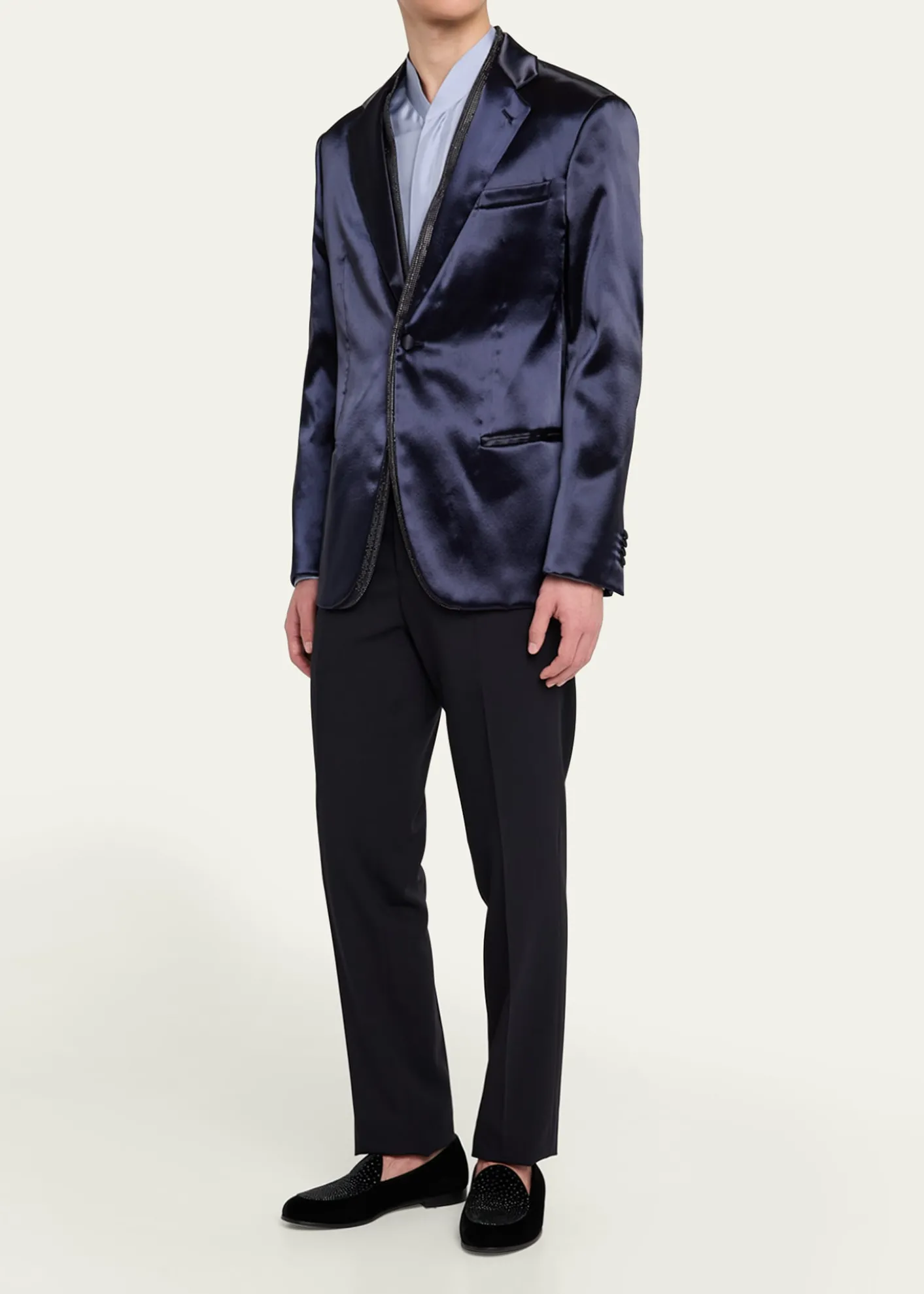 Giorgio ArmaniMen's Flat-Front Creased Trousers