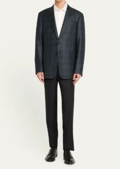Giorgio ArmaniMen's Flat-Front Wool Trousers