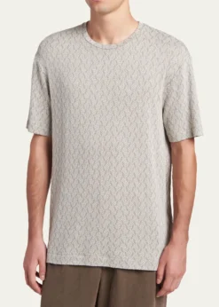 Giorgio ArmaniMen's Geometric Jacquard Crewneck T-Shirt