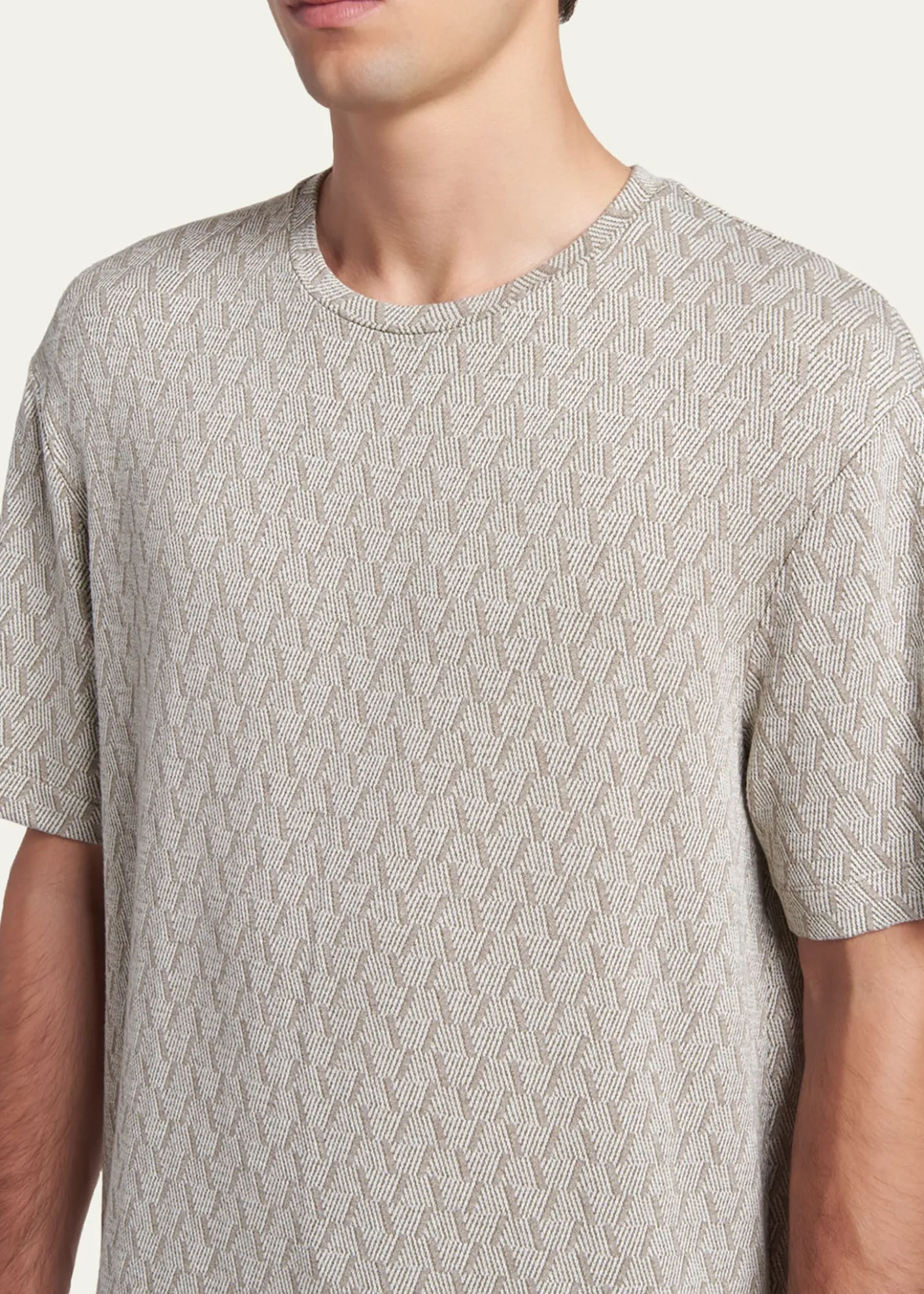 Giorgio ArmaniMen's Geometric Jacquard Crewneck T-Shirt