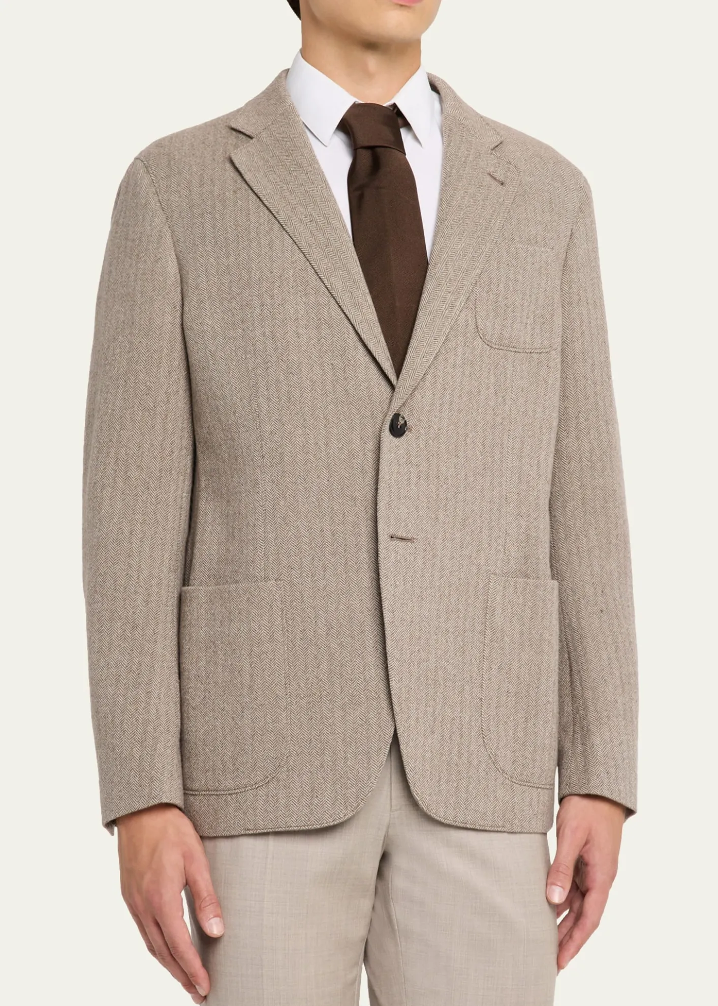 Giorgio ArmaniMen's Herringbone Cashmere and Wool Sport Coat