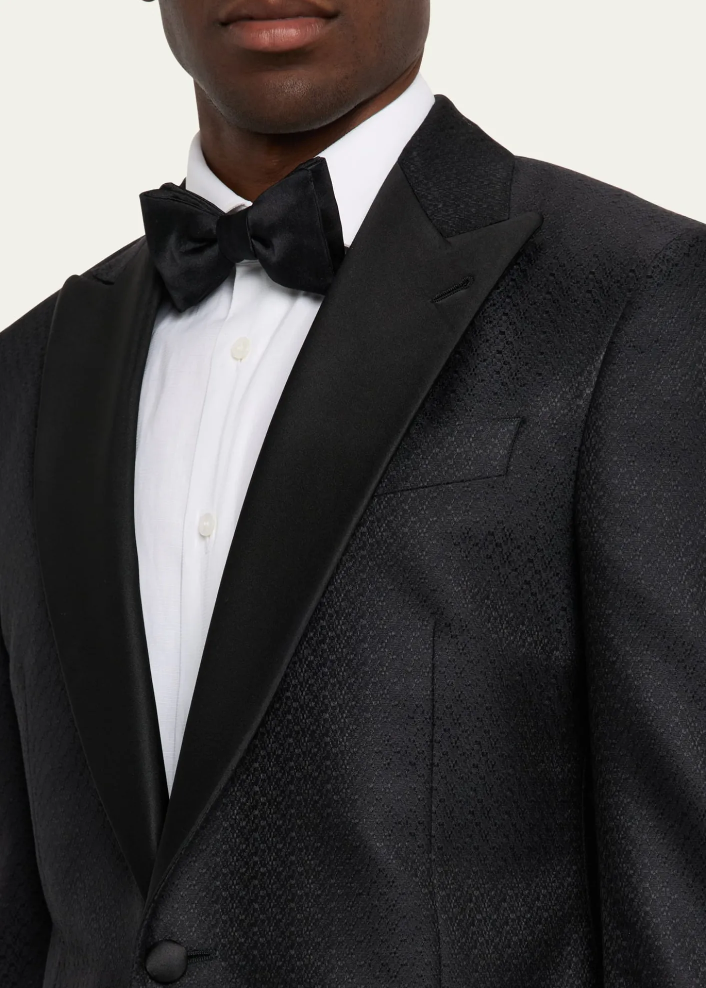 Giorgio ArmaniMen's Honeycomb Satin Peak Lapel Dinner Jacket