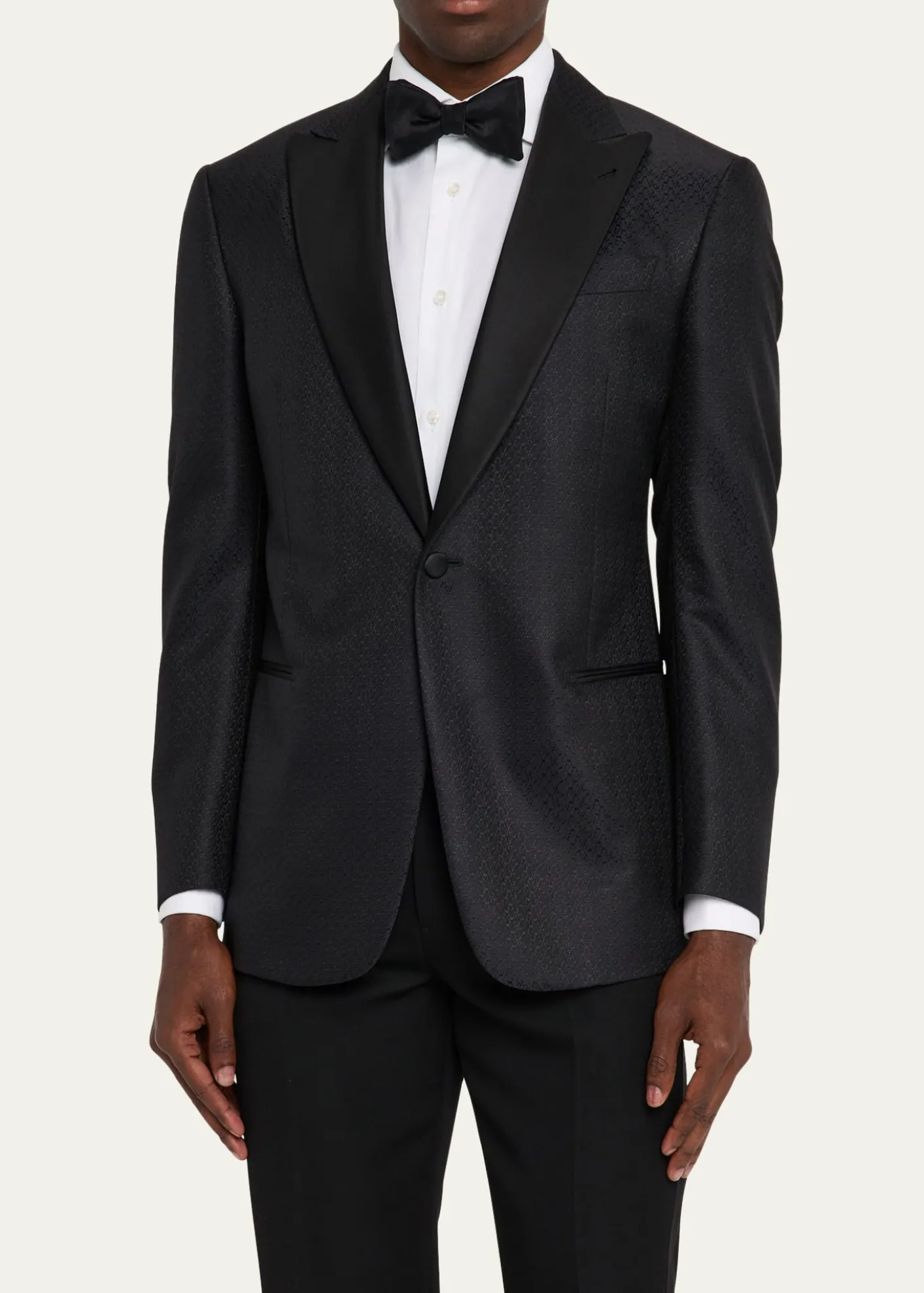 Giorgio ArmaniMen's Honeycomb Satin Peak Lapel Dinner Jacket