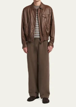 Giorgio ArmaniMen's Leather Full-Zip Blouson