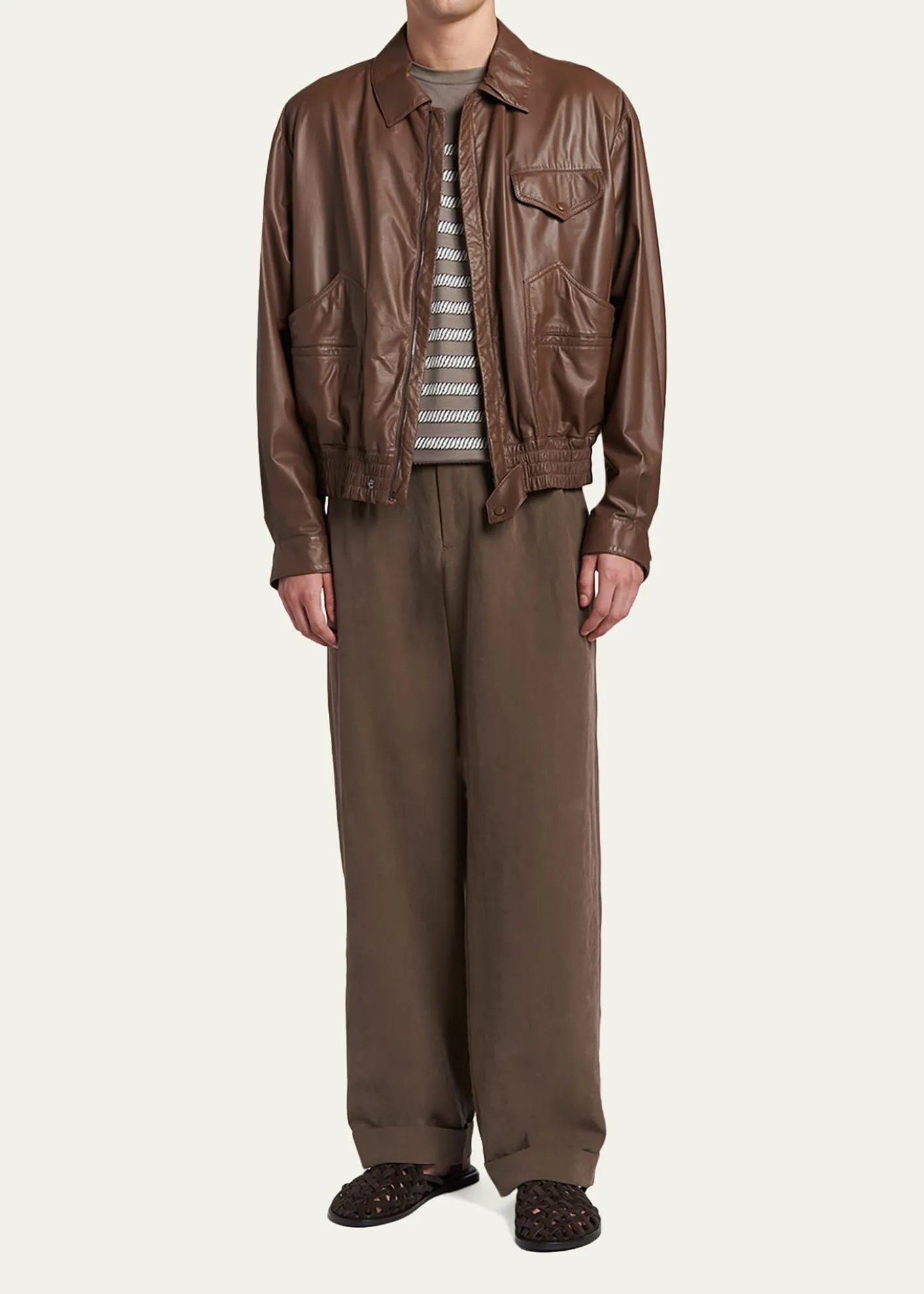 Giorgio ArmaniMen's Leather Full-Zip Blouson
