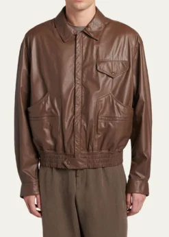 Giorgio ArmaniMen's Leather Full-Zip Blouson