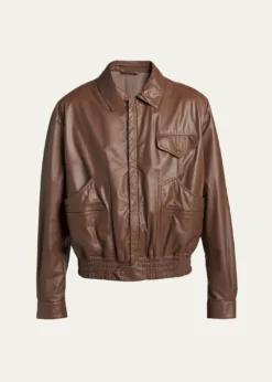 Giorgio ArmaniMen's Leather Full-Zip Blouson