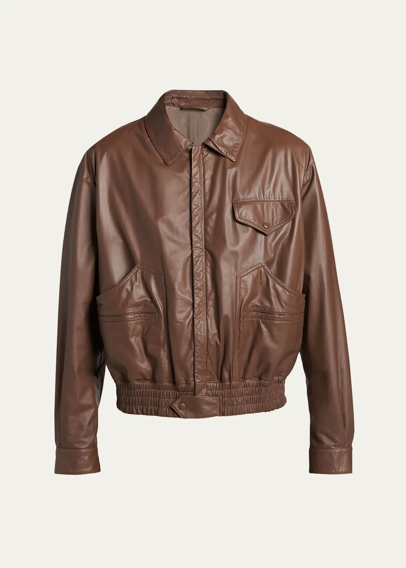 Giorgio ArmaniMen's Leather Full-Zip Blouson