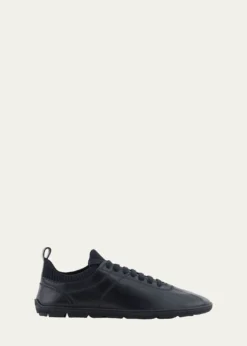 Giorgio ArmaniMen's Leather Knit-Lining Low-Top Sneakers