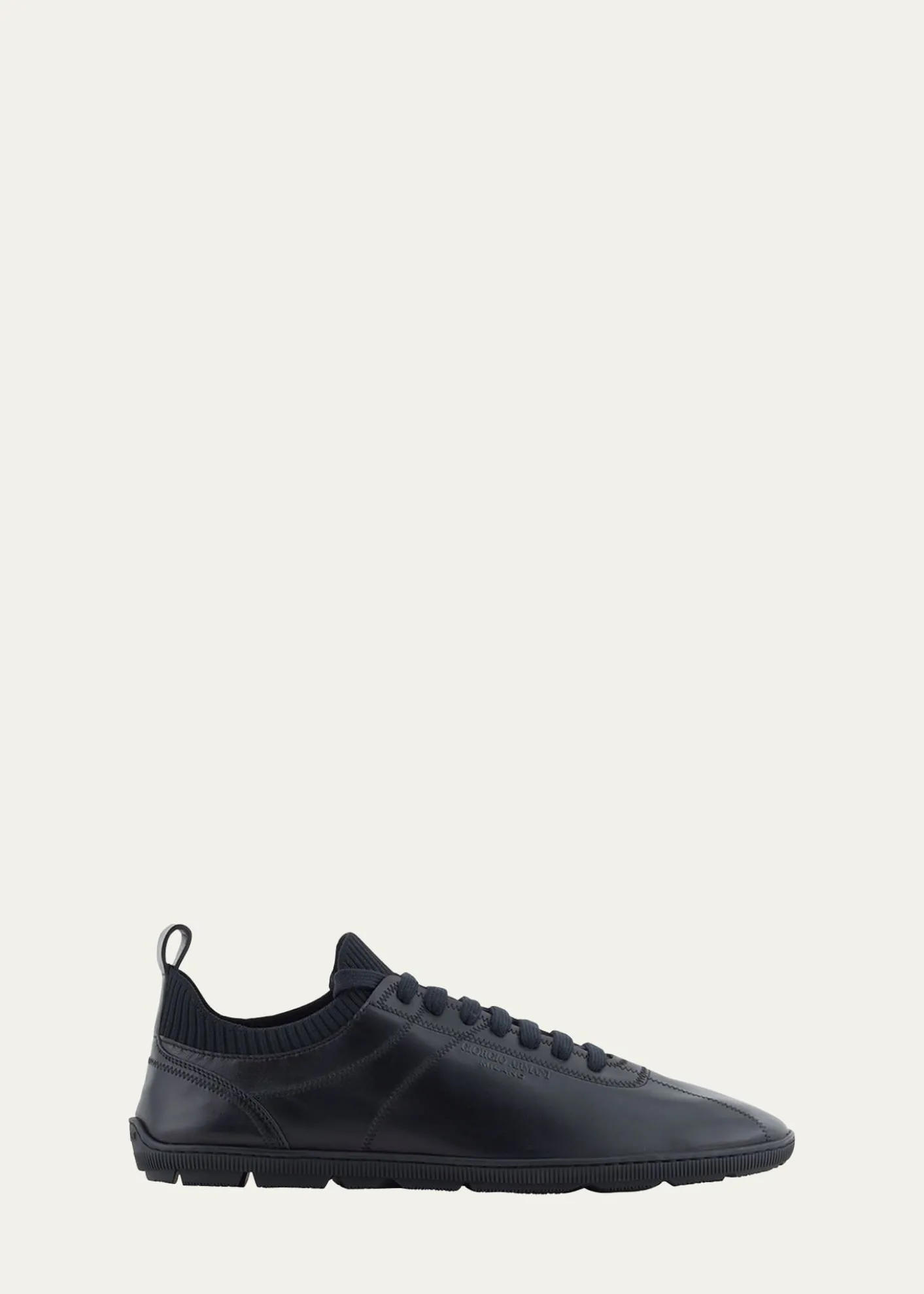 Giorgio ArmaniMen's Leather Knit-Lining Low-Top Sneakers