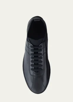 Giorgio ArmaniMen's Leather Knit-Lining Low-Top Sneakers