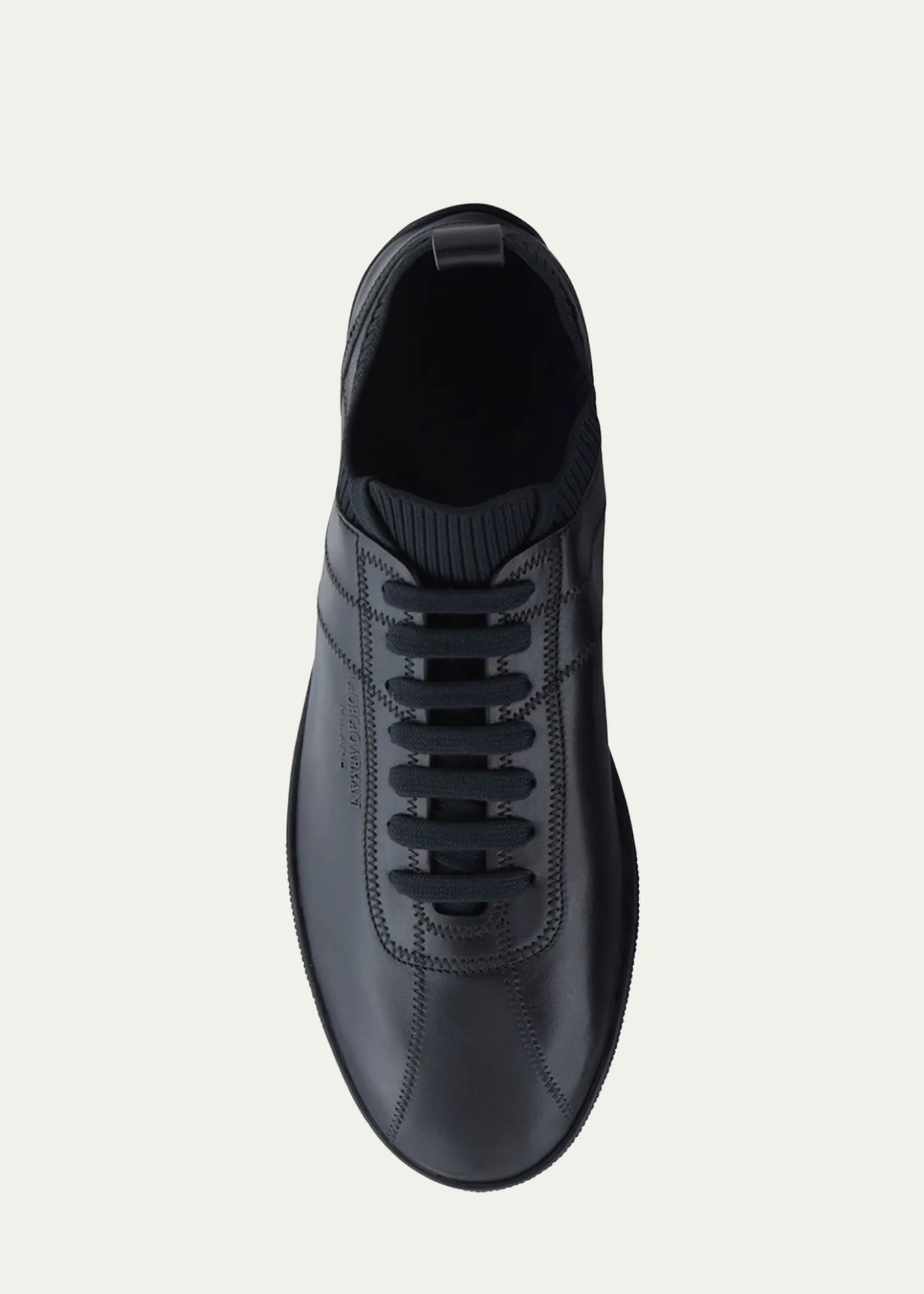 Giorgio ArmaniMen's Leather Knit-Lining Low-Top Sneakers