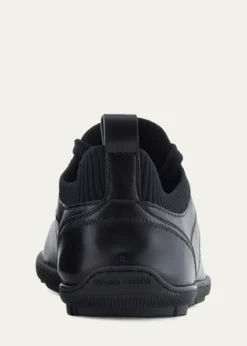 Giorgio ArmaniMen's Leather Knit-Lining Low-Top Sneakers