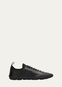 Giorgio ArmaniMen's Leather Tonal Knit Low-Top Sneakers