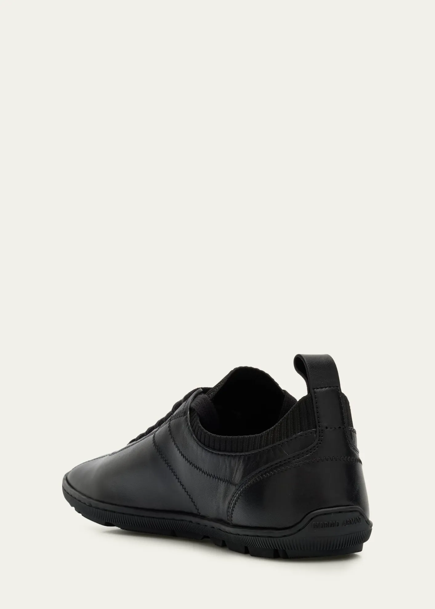 Giorgio ArmaniMen's Leather Tonal Knit Low-Top Sneakers