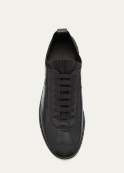 Giorgio ArmaniMen's Leather Tonal Knit Low-Top Sneakers