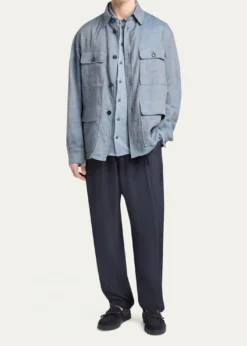 Giorgio ArmaniMen's Linen Flap-Pocket Field Jacket