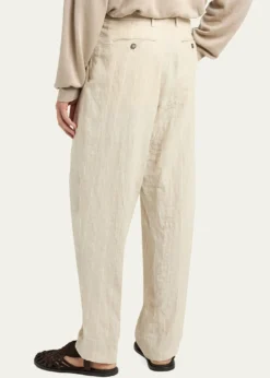 Giorgio ArmaniMen's Linen Hairline Pleated Trousers