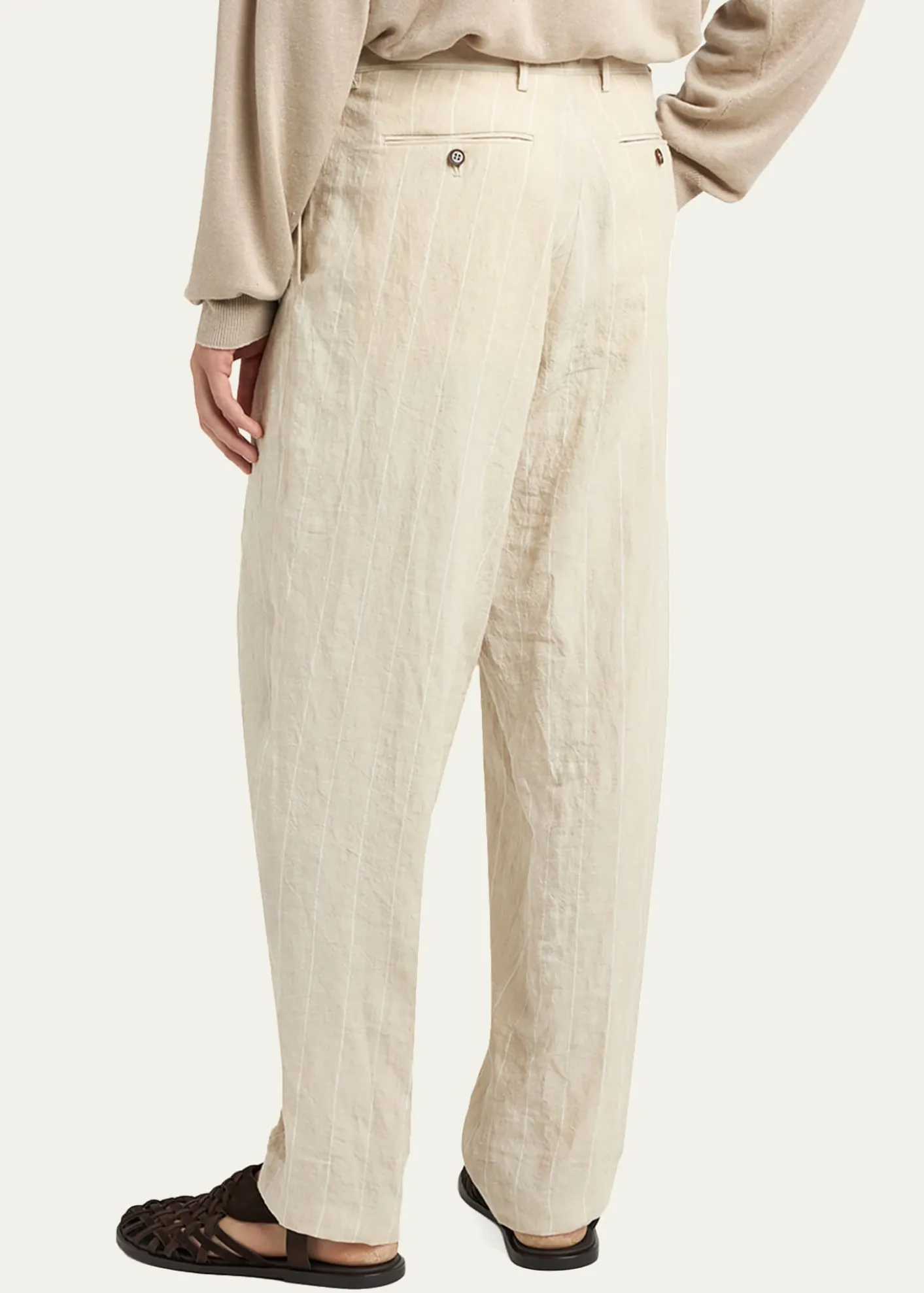 Giorgio ArmaniMen's Linen Hairline Pleated Trousers