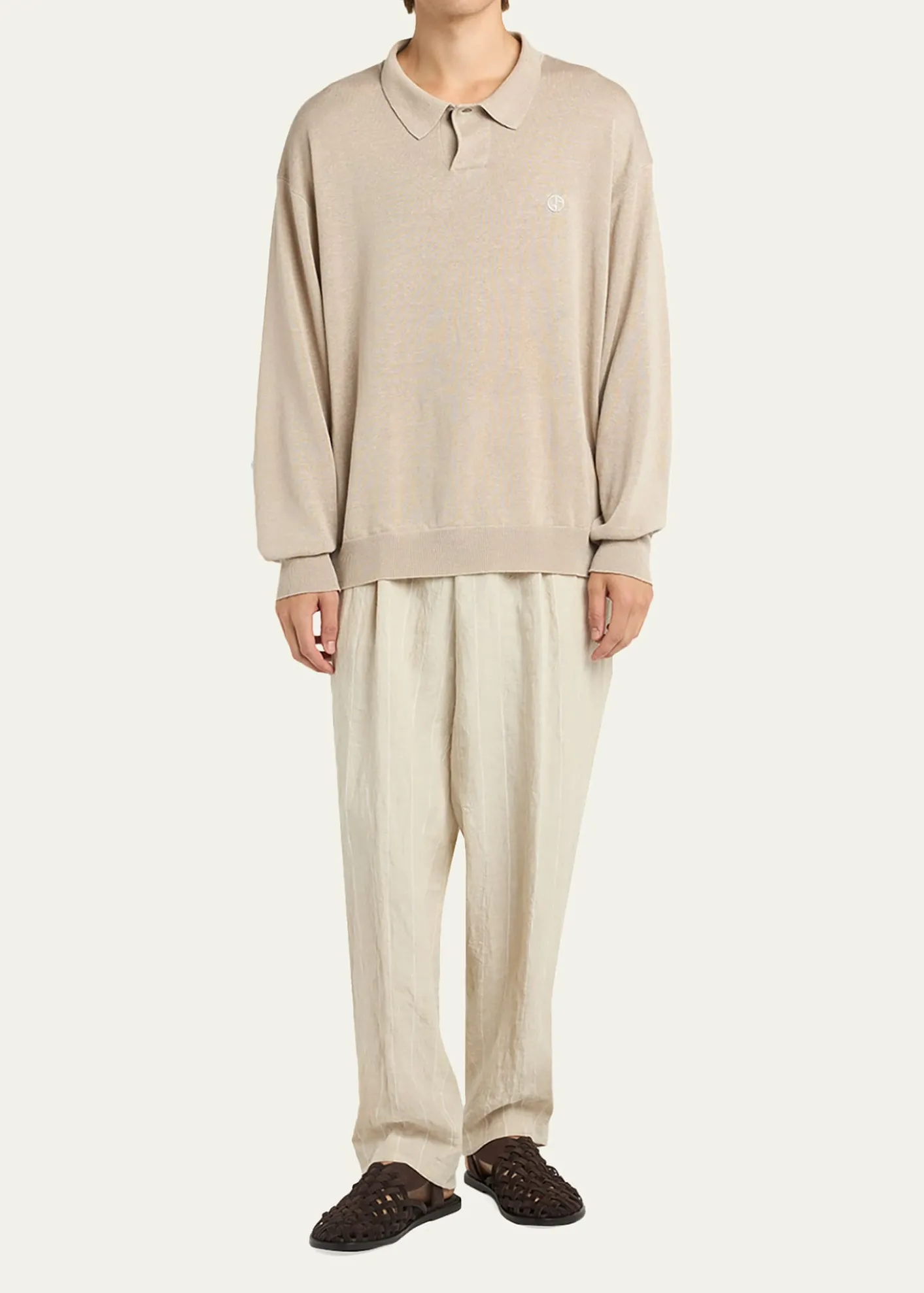 Giorgio ArmaniMen's Linen Hairline Pleated Trousers
