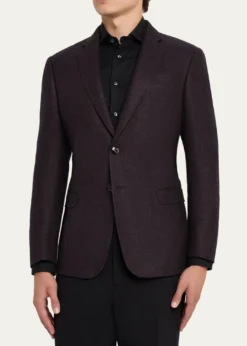 Giorgio ArmaniMen's Micro Grid Textured Blend Sport Coat