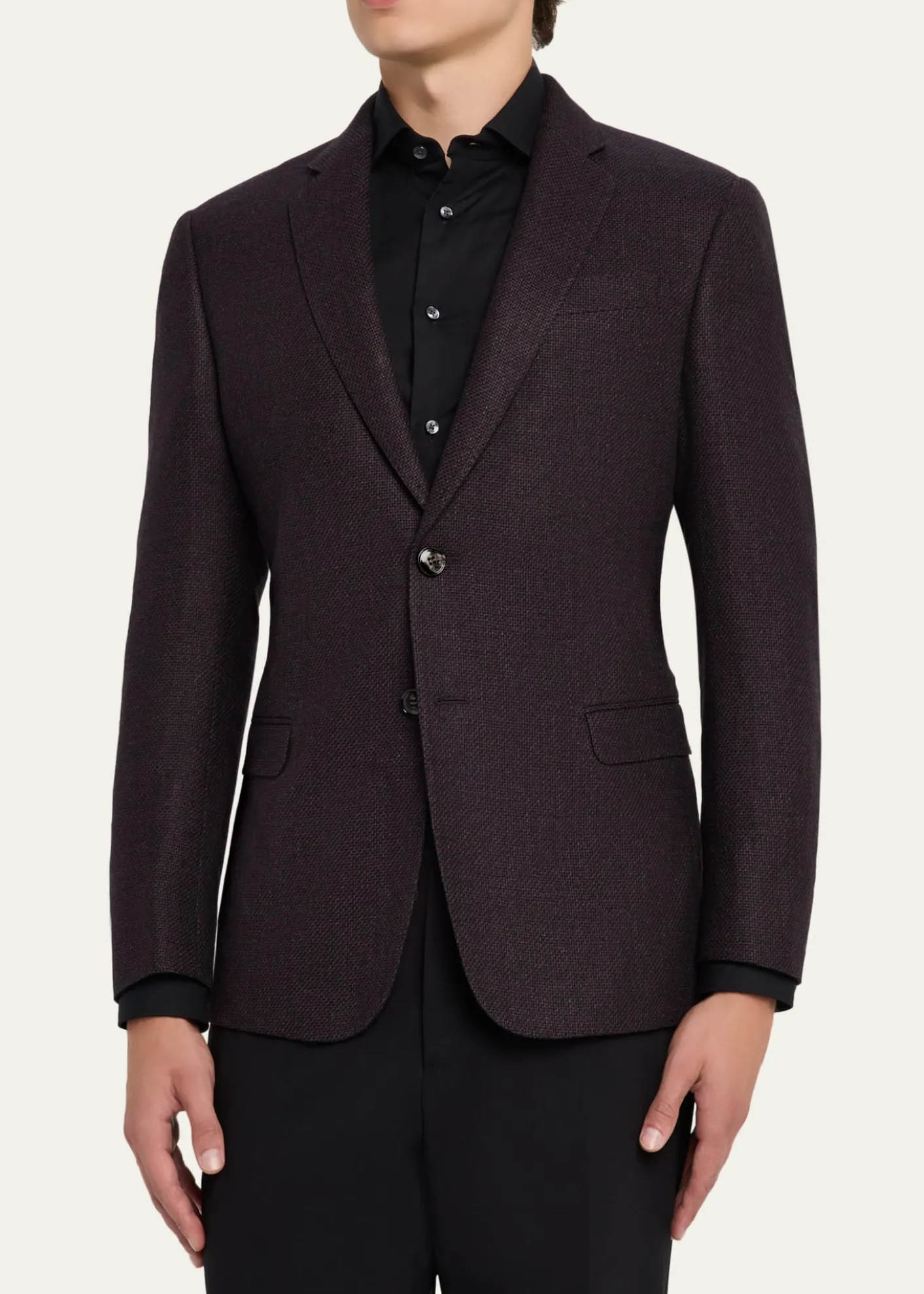 Giorgio ArmaniMen's Micro Grid Textured Blend Sport Coat