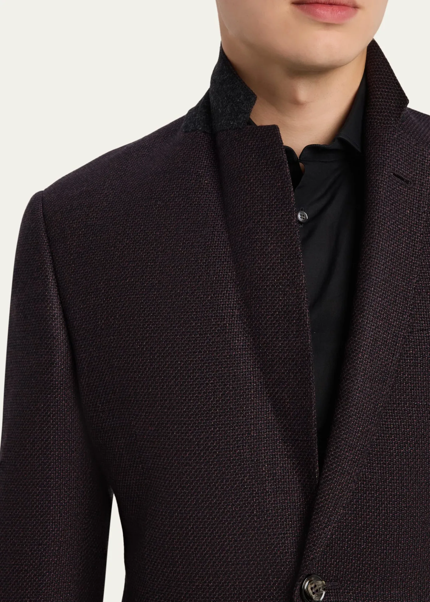 Giorgio ArmaniMen's Micro Grid Textured Blend Sport Coat