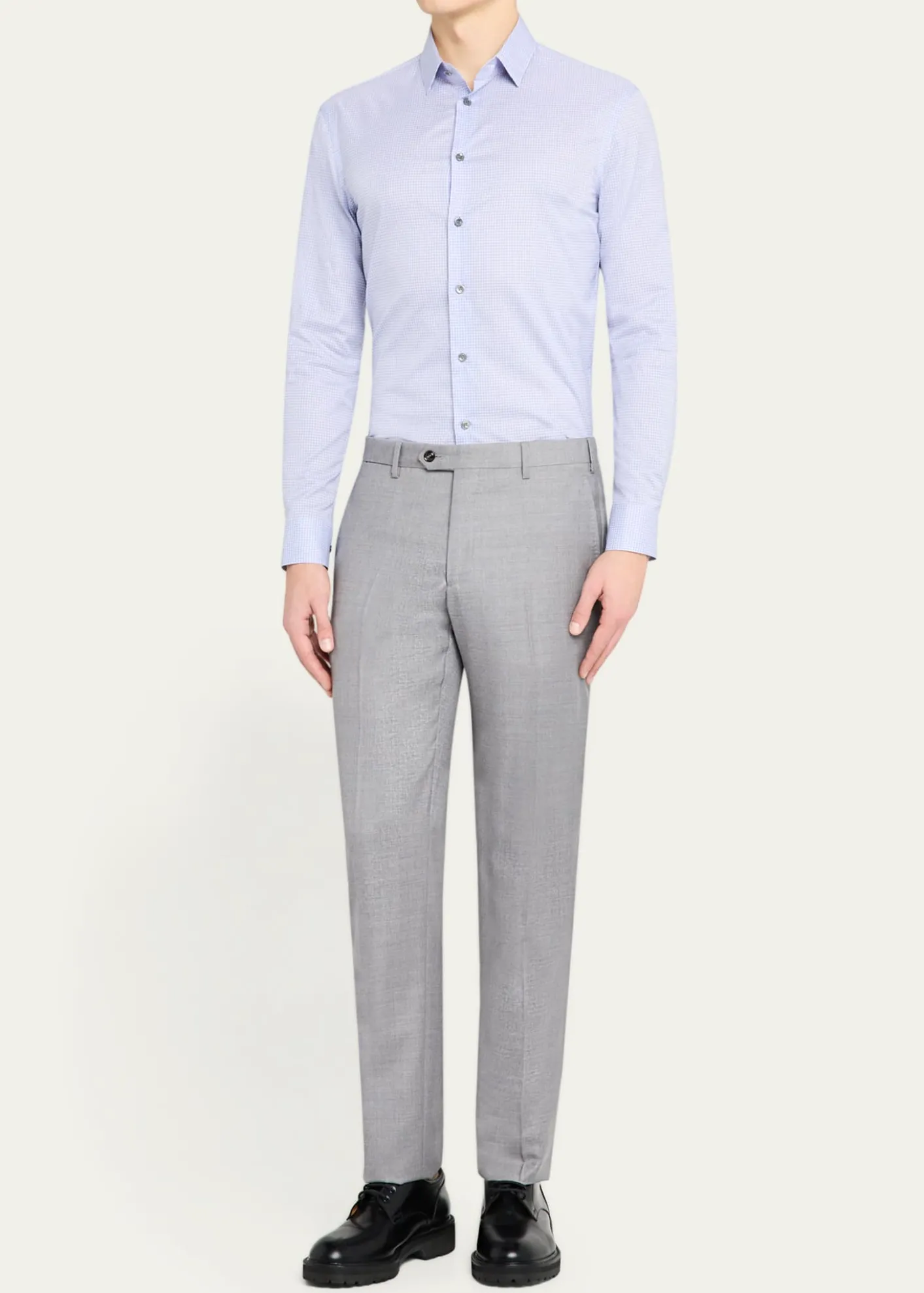 Giorgio ArmaniMen's Micro-Plaid Cotton Dress Shirt