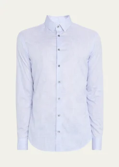 Giorgio ArmaniMen's Micro-Plaid Cotton Dress Shirt