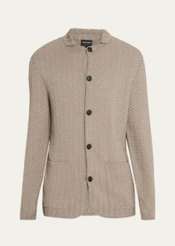 Giorgio ArmaniMen's Ottoman Chevron Single-Breasted Jacket