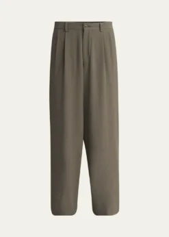 Giorgio ArmaniMen's Pleated Wool Stretch Seersucker Trousers