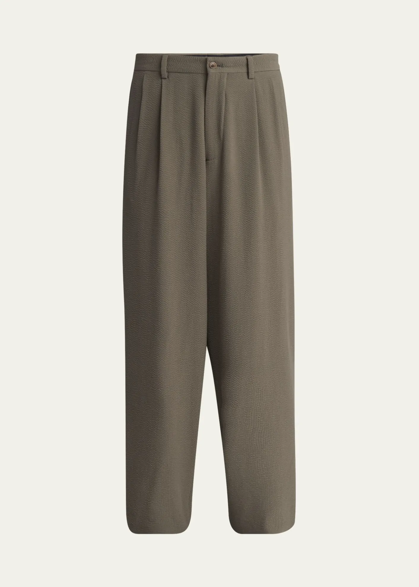 Giorgio ArmaniMen's Pleated Wool Stretch Seersucker Trousers
