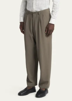 Giorgio ArmaniMen's Pleated Wool Stretch Seersucker Trousers