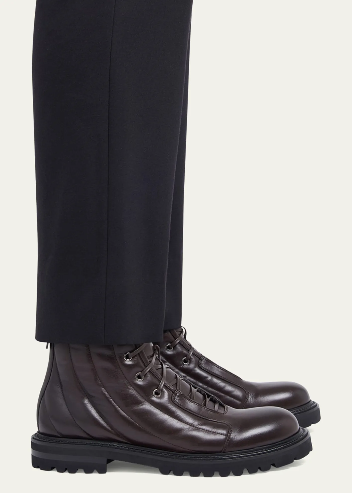 Giorgio ArmaniMen's Quilted Leather Lace-Up Boots