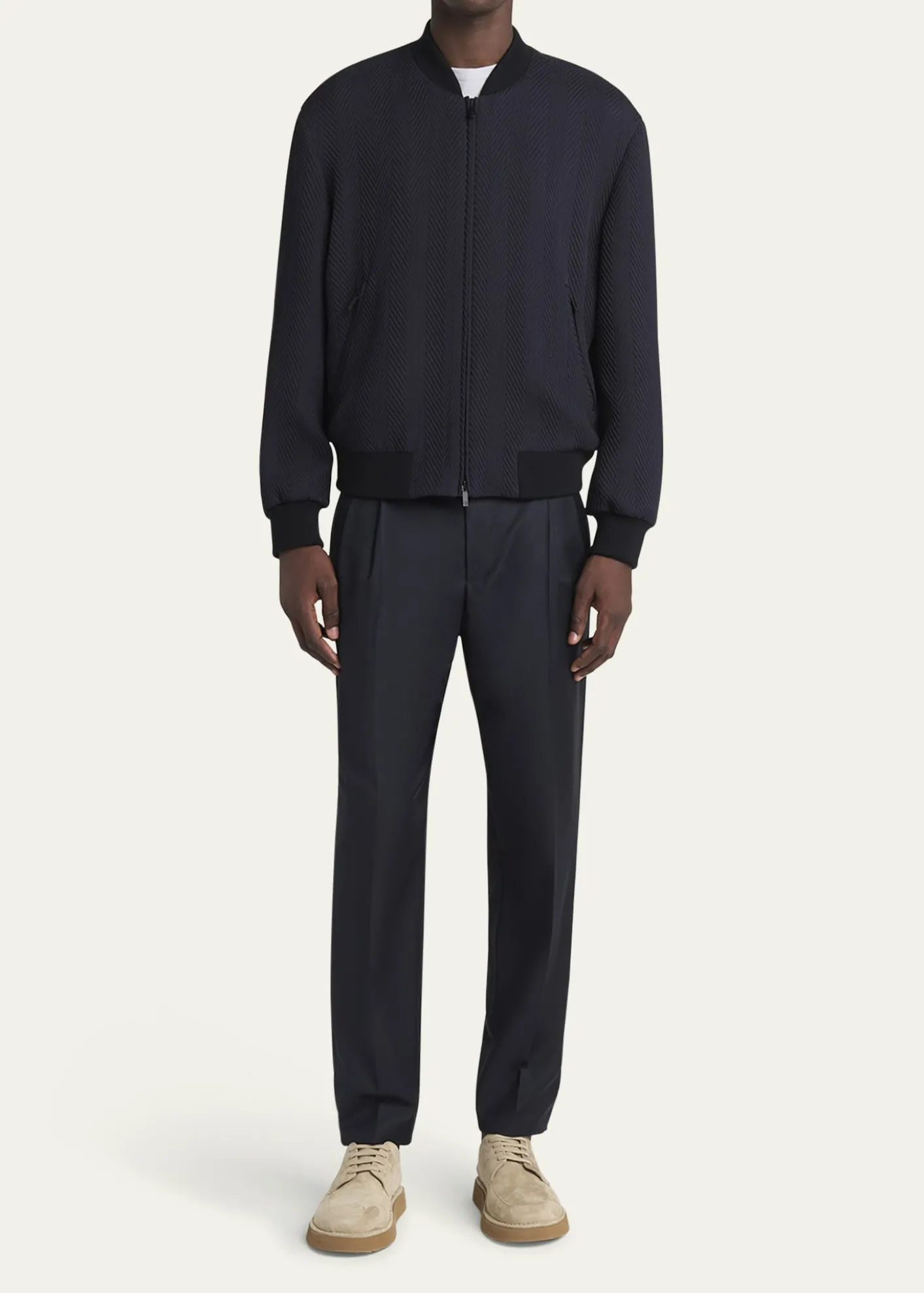 Giorgio ArmaniMen's Raised Chevron Bomber Jacket