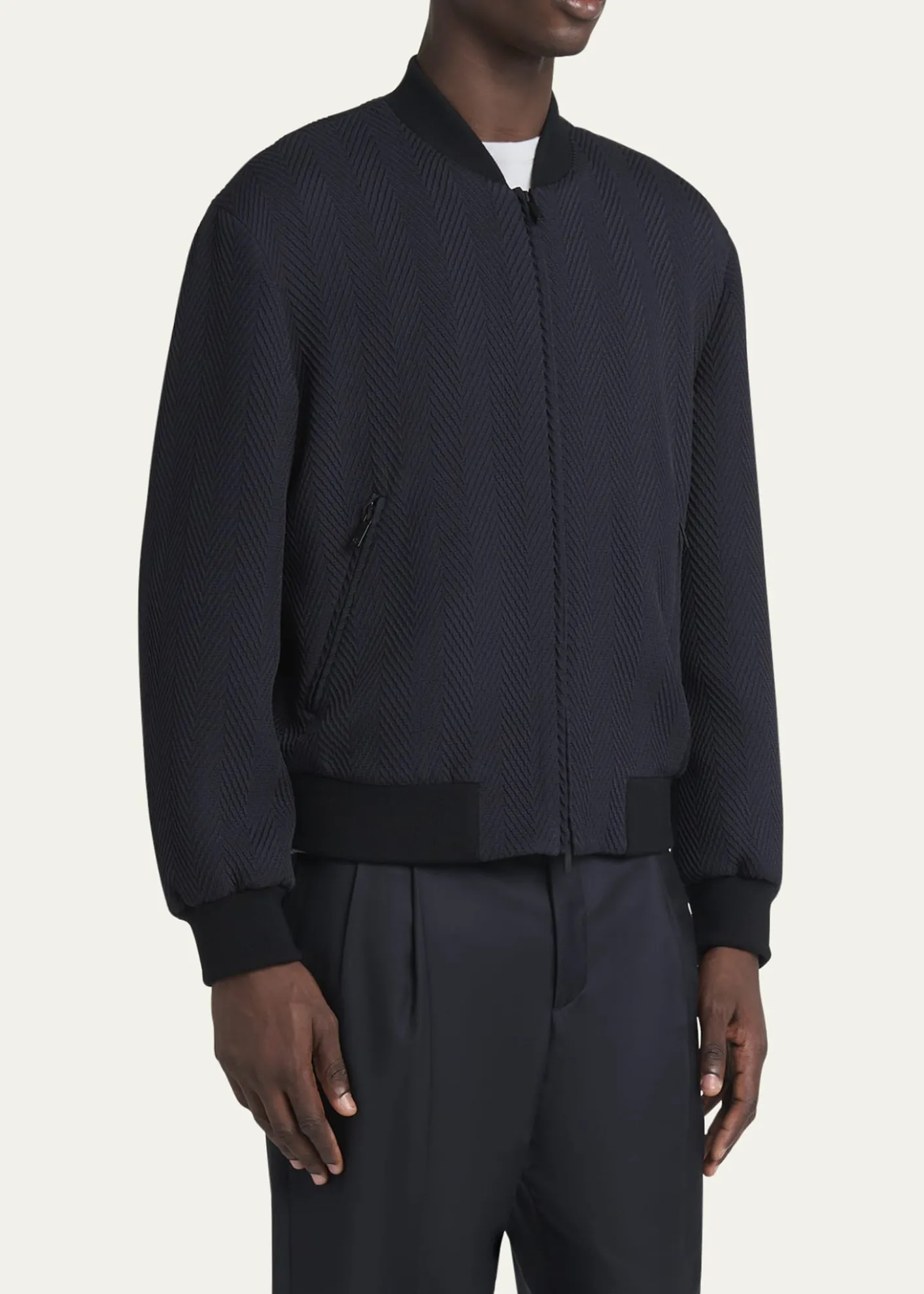 Giorgio ArmaniMen's Raised Chevron Bomber Jacket