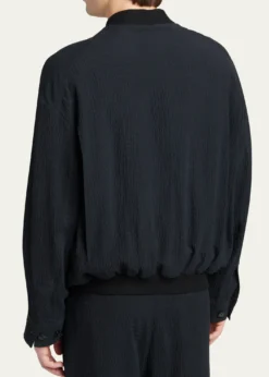 Giorgio ArmaniMen's Seersucker Full-Zip Bomber Jacket