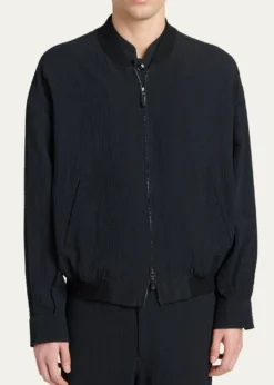 Giorgio ArmaniMen's Seersucker Full-Zip Bomber Jacket