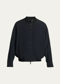 Giorgio ArmaniMen's Seersucker Full-Zip Bomber Jacket