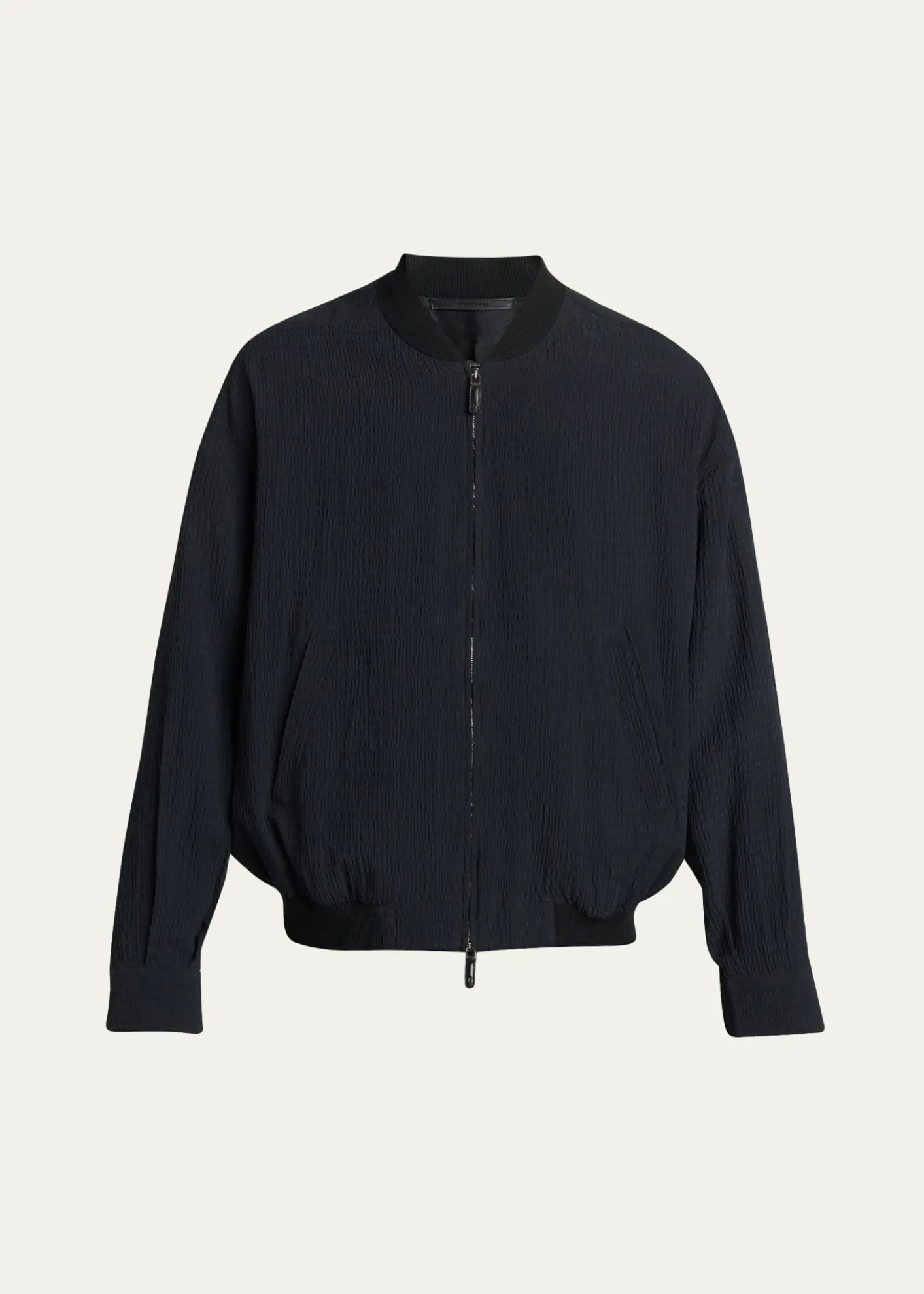 Giorgio ArmaniMen's Seersucker Full-Zip Bomber Jacket