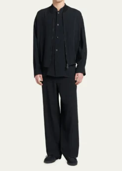 Giorgio ArmaniMen's Seersucker Full-Zip Bomber Jacket