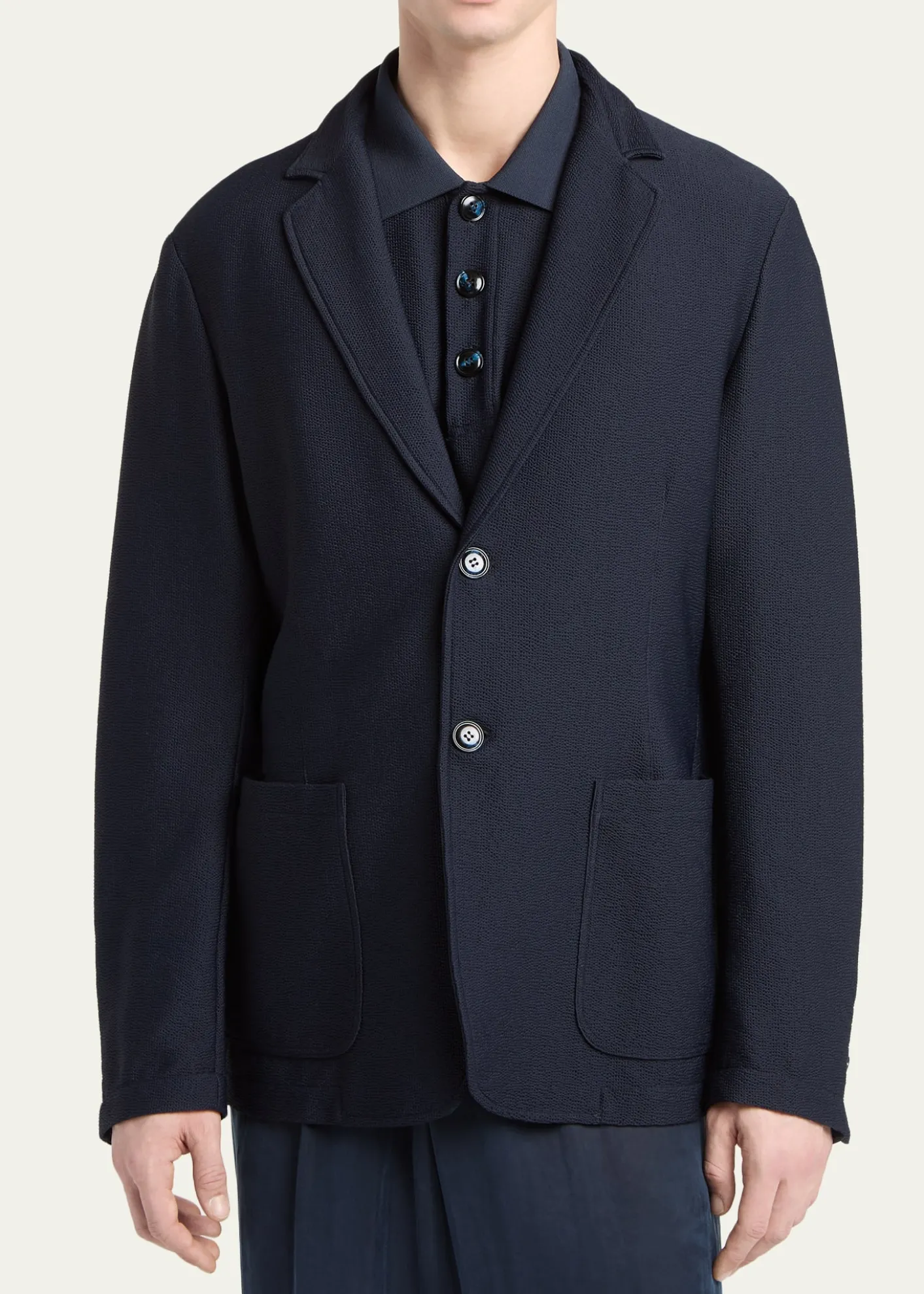 Giorgio ArmaniMen's Seersucker Patch-Pocket Blazer