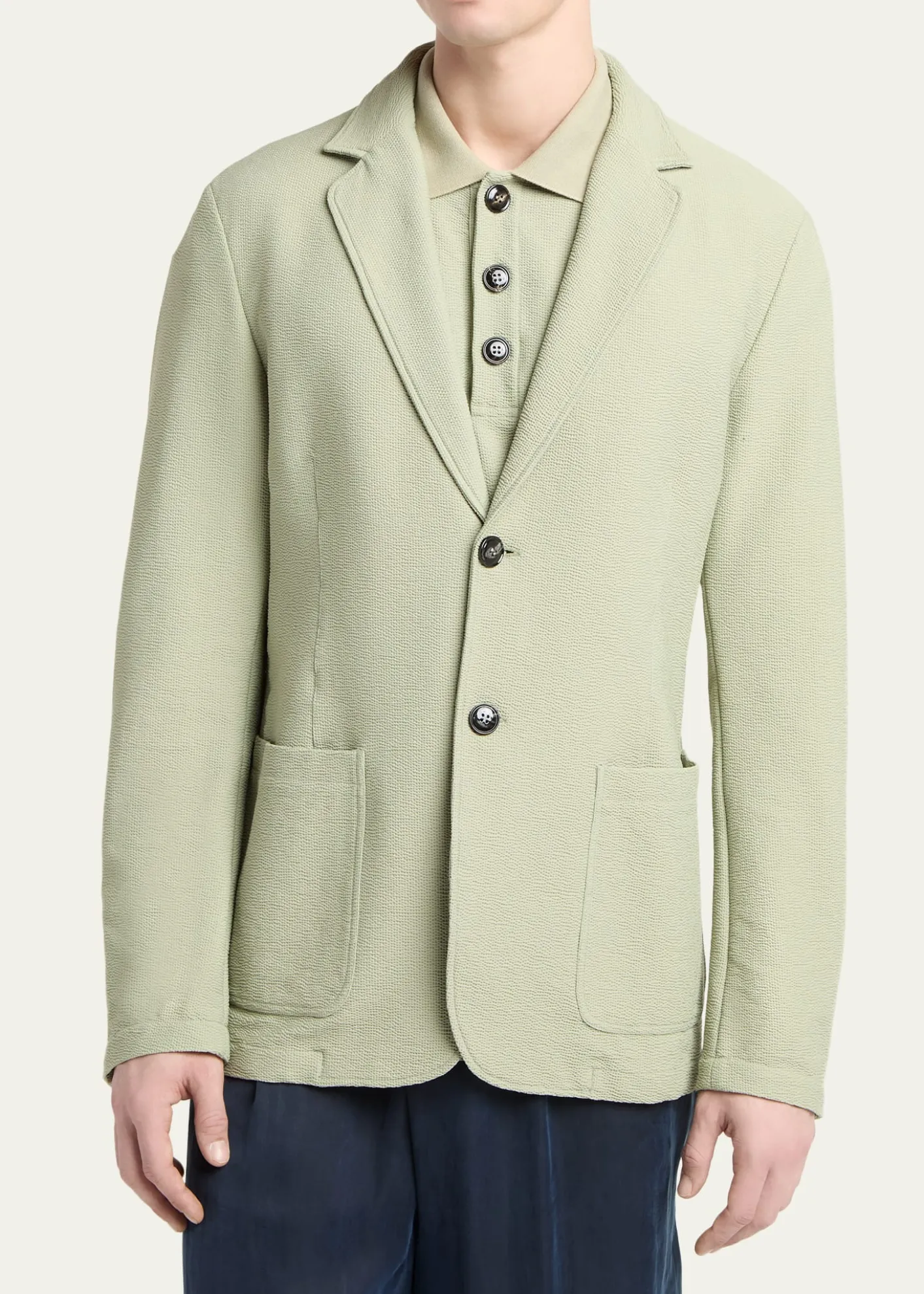 Giorgio ArmaniMen's Seersucker Patch-Pocket Blazer