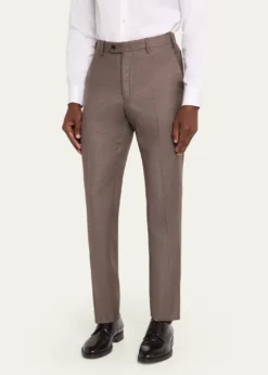 Giorgio ArmaniMen's Sharkskin Wool Flat-Front Trousers
