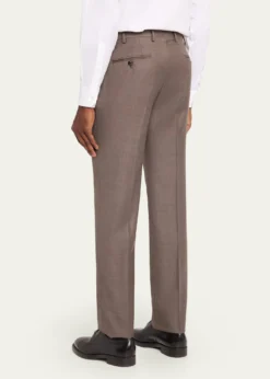 Giorgio ArmaniMen's Sharkskin Wool Flat-Front Trousers