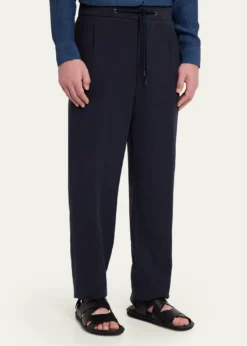 Giorgio ArmaniMen's Single-Pleat Linen Canvas Trousers